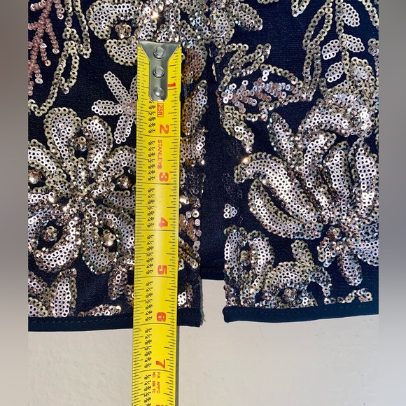 SALE-NWT Jealous Tomato Elegant Black Gold Sequin Embroidered Midi Skirt - Picture 4 of 15
